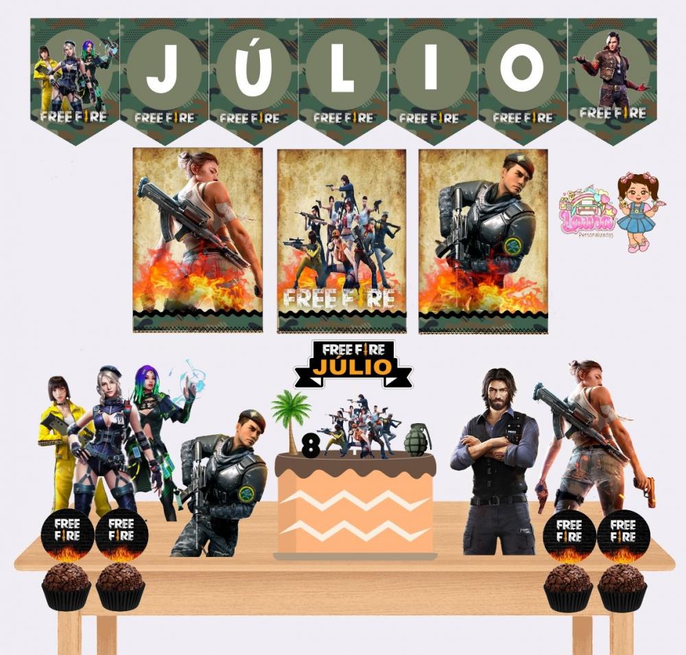 Kit Festa só um Bolinho Free Fire - Decoração de aniversário 
