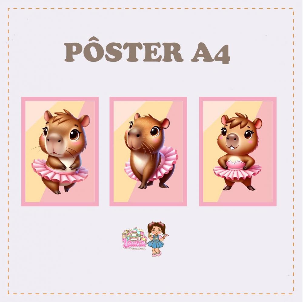 Kit Festa só um Bolinho Capivara Bailarina - Decoração de aniv