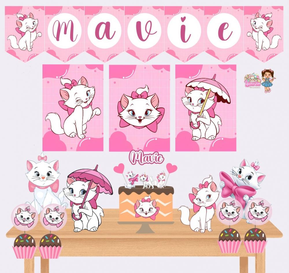 Kit Festa só um Bolinho Gatinha Marie - Decoração de aniversá