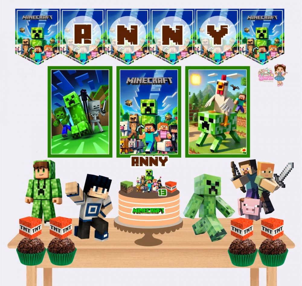 Kit Festa só um Bolinho Minecraft Menino - Decoração de aniver