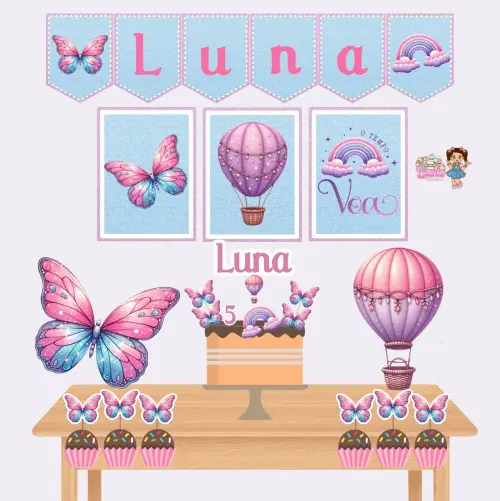 Kit Festa só um Bolinho O tempo voa - Decoração de aniversário - Festa infantil - Lembrancinha Mesversário Aniversário