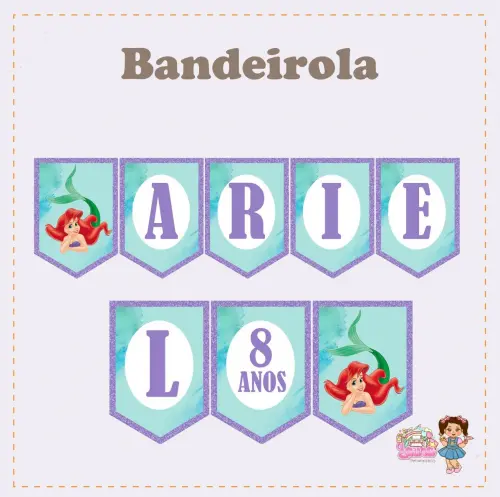 Kit Festa só um Bolinho Sereia Ariel - Decoração de aniversár