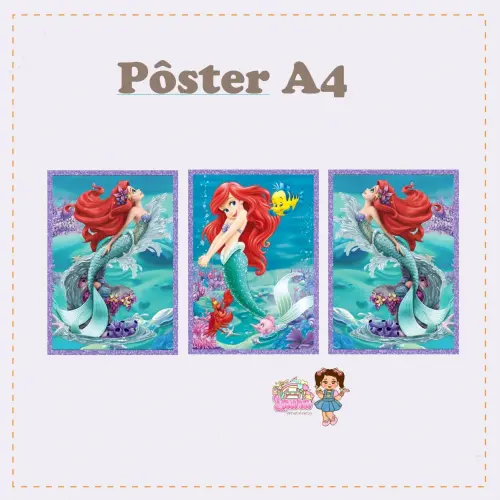 Kit Festa só um Bolinho Sereia Ariel - Decoração de aniversár