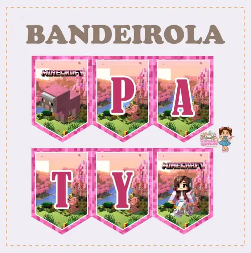 Kit Festa só um Bolinho Minecraft Menina - Decoração de aniver