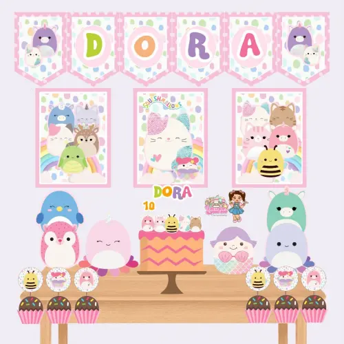 Kit Festa só um Bolinho Squishmallows - Decoração de aniversário - Festa infantil - Lembrancinha - Mesversário - Aniversário