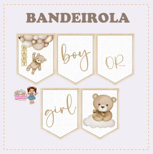 Kit Festa só um Bolinho Ursinho Neutro - Decoração de anivers?