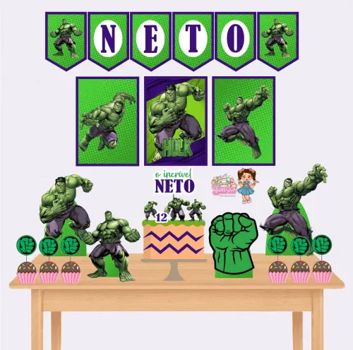 Kit Festa só um Bolinho o Incrivel Hulk - Decoração de aniversário - Festa infantil - Lembrancinha - Mesversário - Aniversário