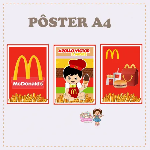 Kit Festa só um Bolinho Mc Donalds - Decoração de aniversário