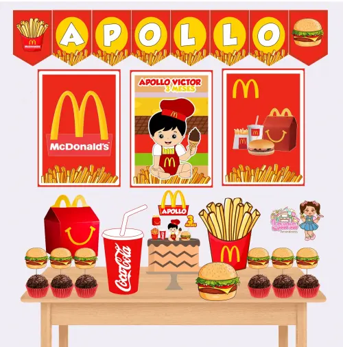 Kit Festa só um Bolinho Mc Donalds - Decoração de aniversário - Festa infantil - Lembrancinha - Mesversário - Aniversário