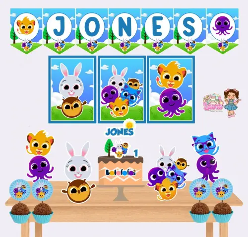 Kit Festa só um Bolinho Bolofofos - Decoração de aniversário - Festa infantil - Lembrancinha - Mesversário - Aniversário