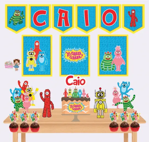 Kit Festa só um Bolinho Yo Gabba Gabba - Decoração de aniversário - Festa infantil - Lembrancinha - Mesversário - Aniversário