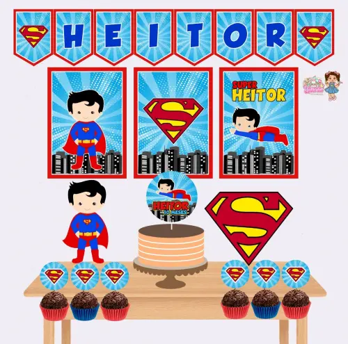 Kit Festa só um Bolinho SuperMam Baby - Decoração de aniversário - Festa infantil - Lembrancinha - Mesversário - Aniversário