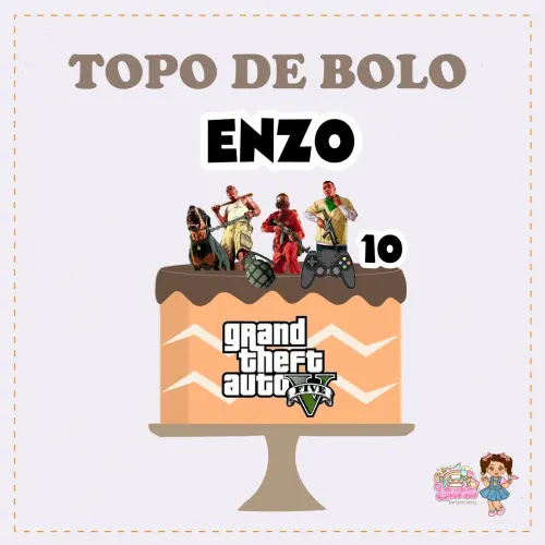 Kit Festa só um Bolinho Jogo GTA - Decoração de Aniversário -