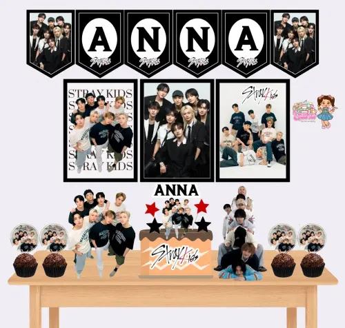 Kit Festa só um Bolinho Stray Kids - Decoração de aniversário - Festa infantil - Lembrancinha - Mesversário - Aniversário