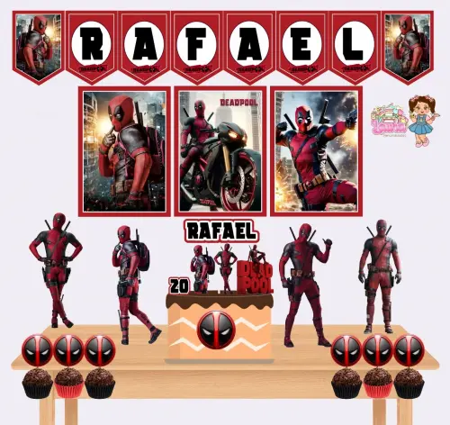Kit Festa só um Bolinho DeadPool - Decoração de aniversário - Festa infantil - Lembrancinha - Mesversário - Aniversário