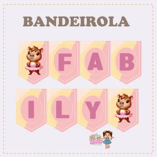 Kit Festa só um Bolinho Capivara Bailarina - Decoração de aniv