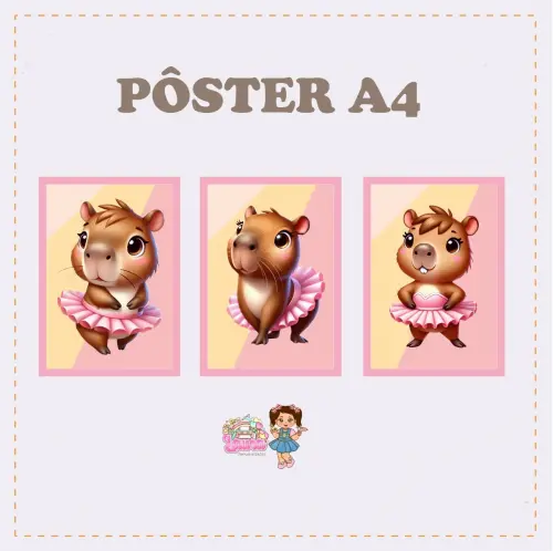 Kit Festa só um Bolinho Capivara Bailarina - Decoração de aniv