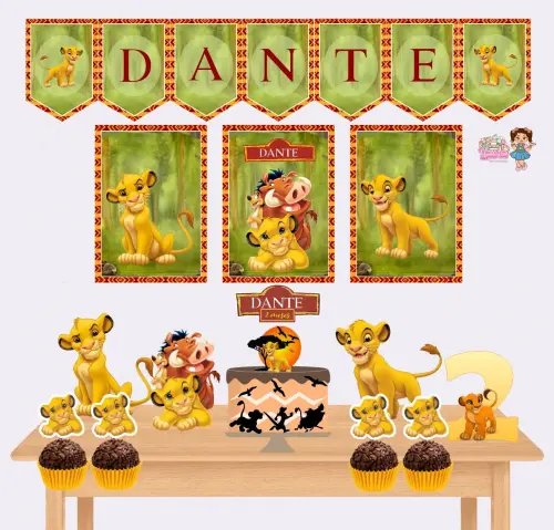 Kit Festa só um Bolinho Simba Rei Leão - Decoração de aniversário - Festa infantil - Lembrancinha - Mesversário - Aniversário