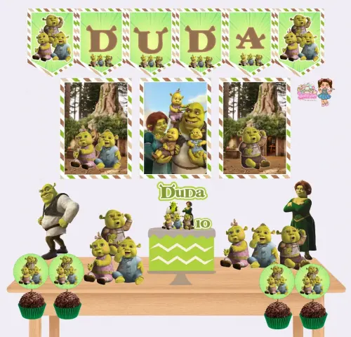 Kit Festa só um Bolinho Shrek  - Decoração de aniversário - Festa infantil - Lembrancinha - Mesversário - Aniversário