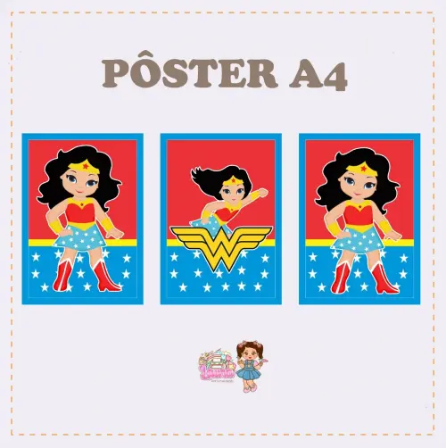 Kit Festa só um Bolinho Mulher Maravilha Cute  - Decoração de 