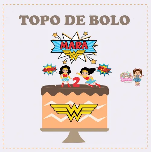 Kit Festa só um Bolinho Mulher Maravilha Cute  - Decoração de 