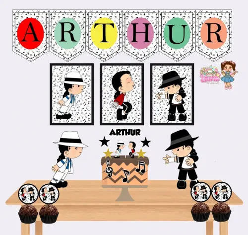 Kit Festa só um Bolinho Michael Jackson  - Decoração de aniversário - Festa infantil - Lembrancinha - Mesversário - Aniversário