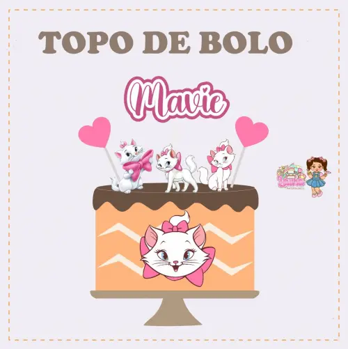 Kit Festa só um Bolinho Gatinha Marie - Decoração de aniversá