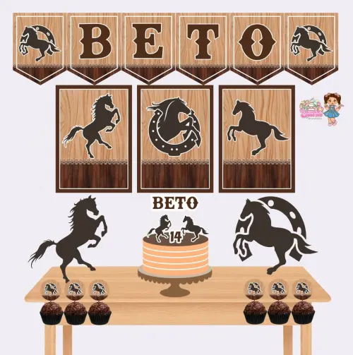 Kit Festa só um Bolinho Cavalo - Decoração de aniversário - Festa infantil - Lembrancinha - Mesversário - Aniversário