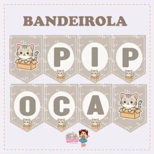 Kit Festa só um Bolinho Gatinhos - Decoração de aniversário -