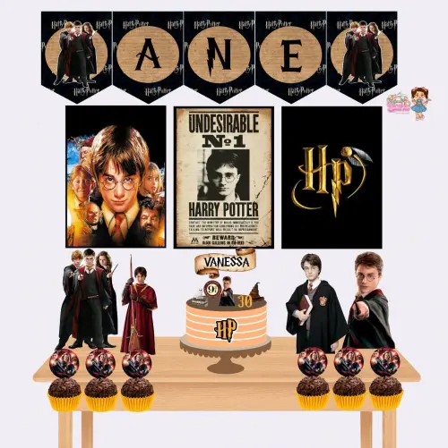 Kit Festa só um Bolinho Harry Potter - Decoração de aniversário - Festa infantil - Lembrancinha - Mesversário - Aniversário