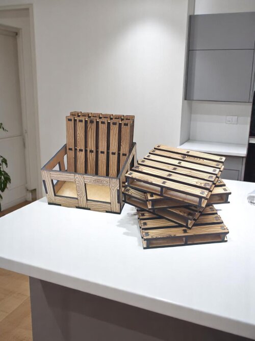 Porta Copo Em MDF Kit C/6 Modelo Pallet + Caixa