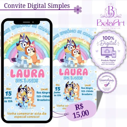 CONVITE DIGITAL - BLUEY
