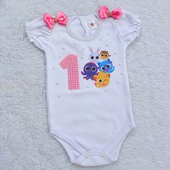 Body Infantil Bolofofos 1 Ano - Roupa Aniversário