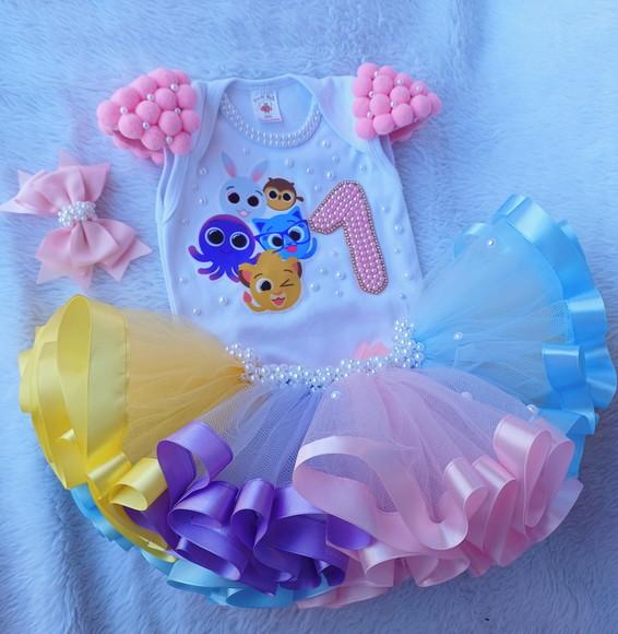 Conjunto Tutu Luxo Bolofofos de Rn até 2 Anos