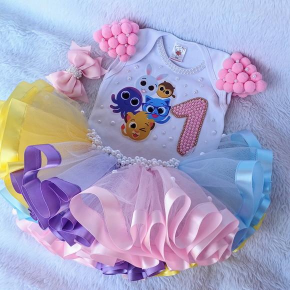 Conjunto Tutu Luxo Bolofofos de Rn até 2 Anos