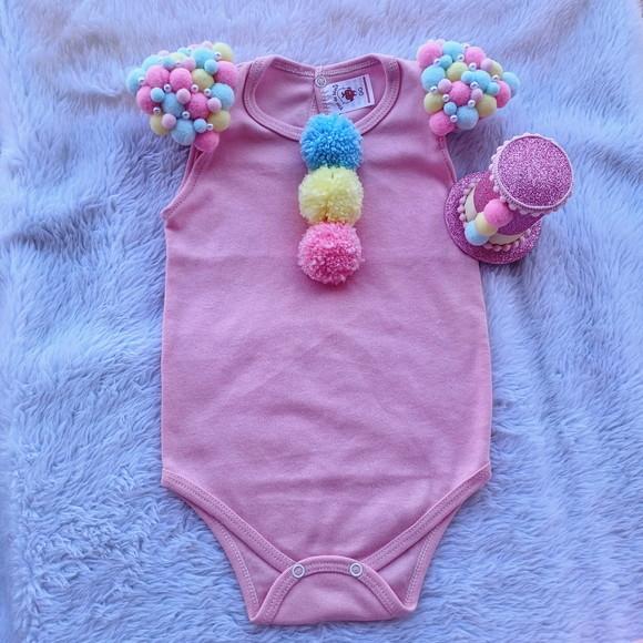 Conjunto Tutu Luxo Palhacinha Circo Rosa até 2 Anos