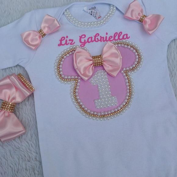 Conjunto Tutu Minnie Rosa Realeza
