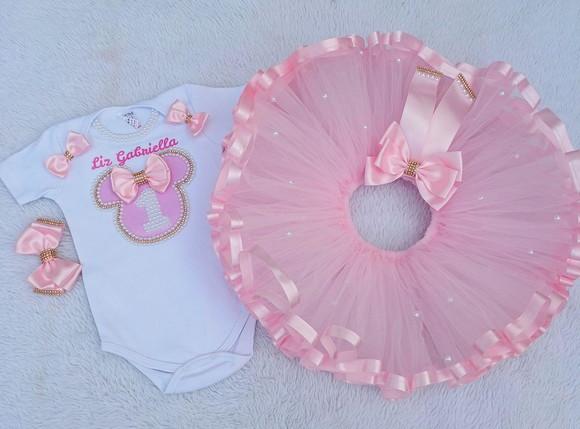 Conjunto Tutu Minnie Rosa Realeza
