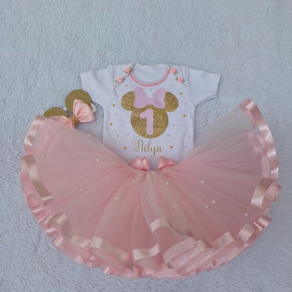 Conjunto Tutu Minnie Rosa Realeza