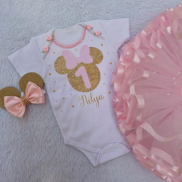 Conjunto Tutu Minnie Rosa Realeza