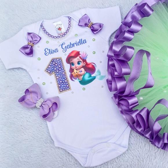 Conjunto Tutu Sereia Ariel Baby