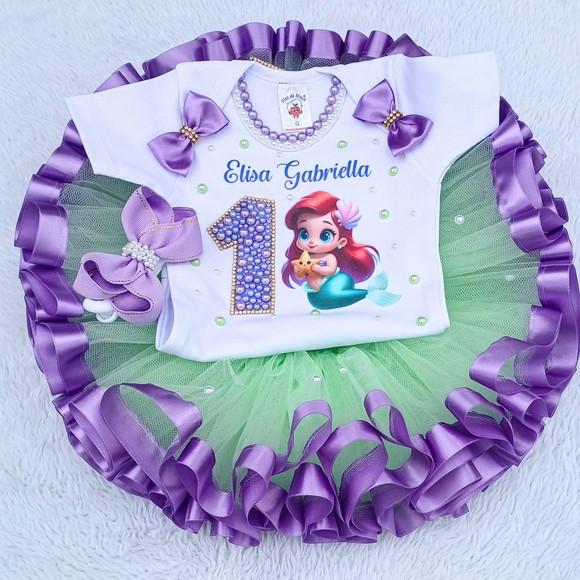 Conjunto Tutu Sereia Ariel Baby