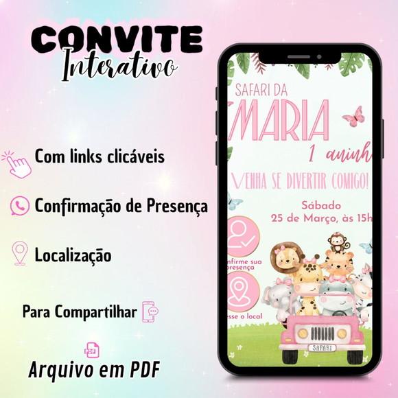 Convite Interativo Safari Rosa