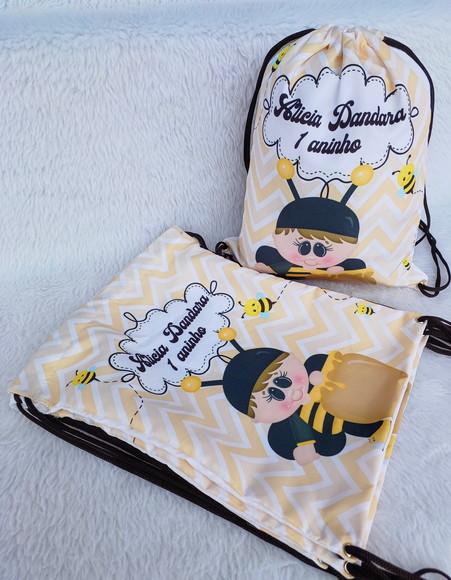 Mochila Saco Personalizada Abelhinha