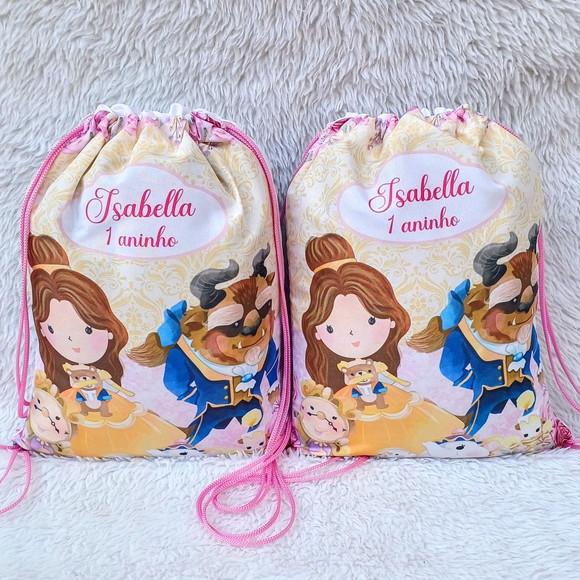 Mochila Saco Personalizada Bela e a Fera