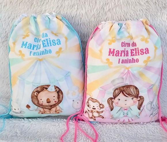 Mochila Saco Personalizada Circo Rosa