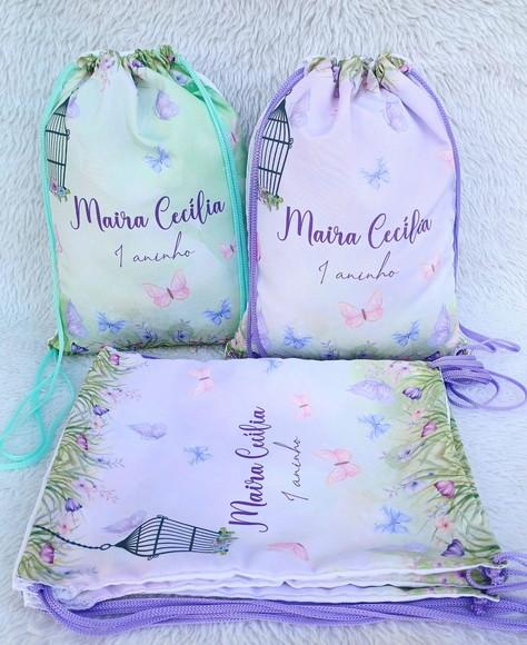 Mochila Saco Personalizada Jardim das Borboletas