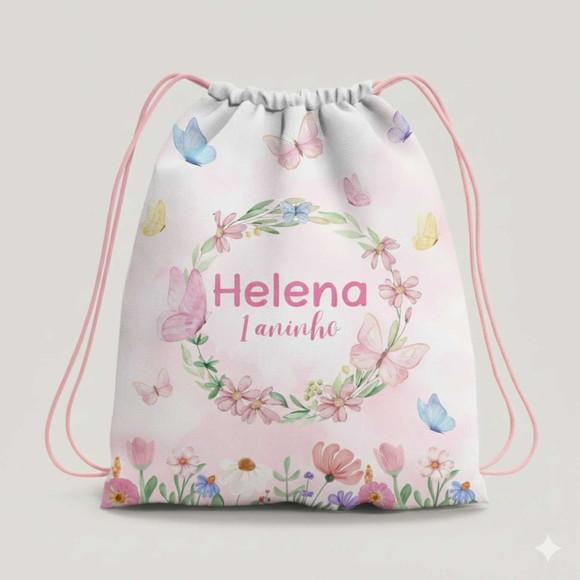 Mochila Saco Personalizada Jardim de Borboletas