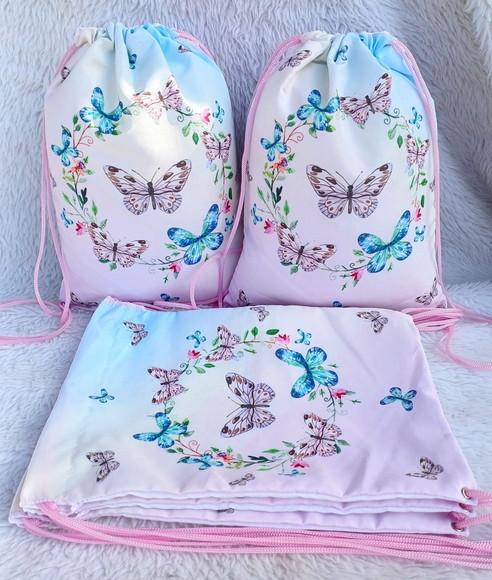 Mochila Saco Personalizada Jardim das Borboletas