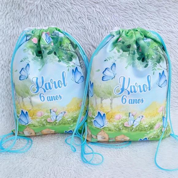 Mochila Saco Personalizada Jardim de Borboletas